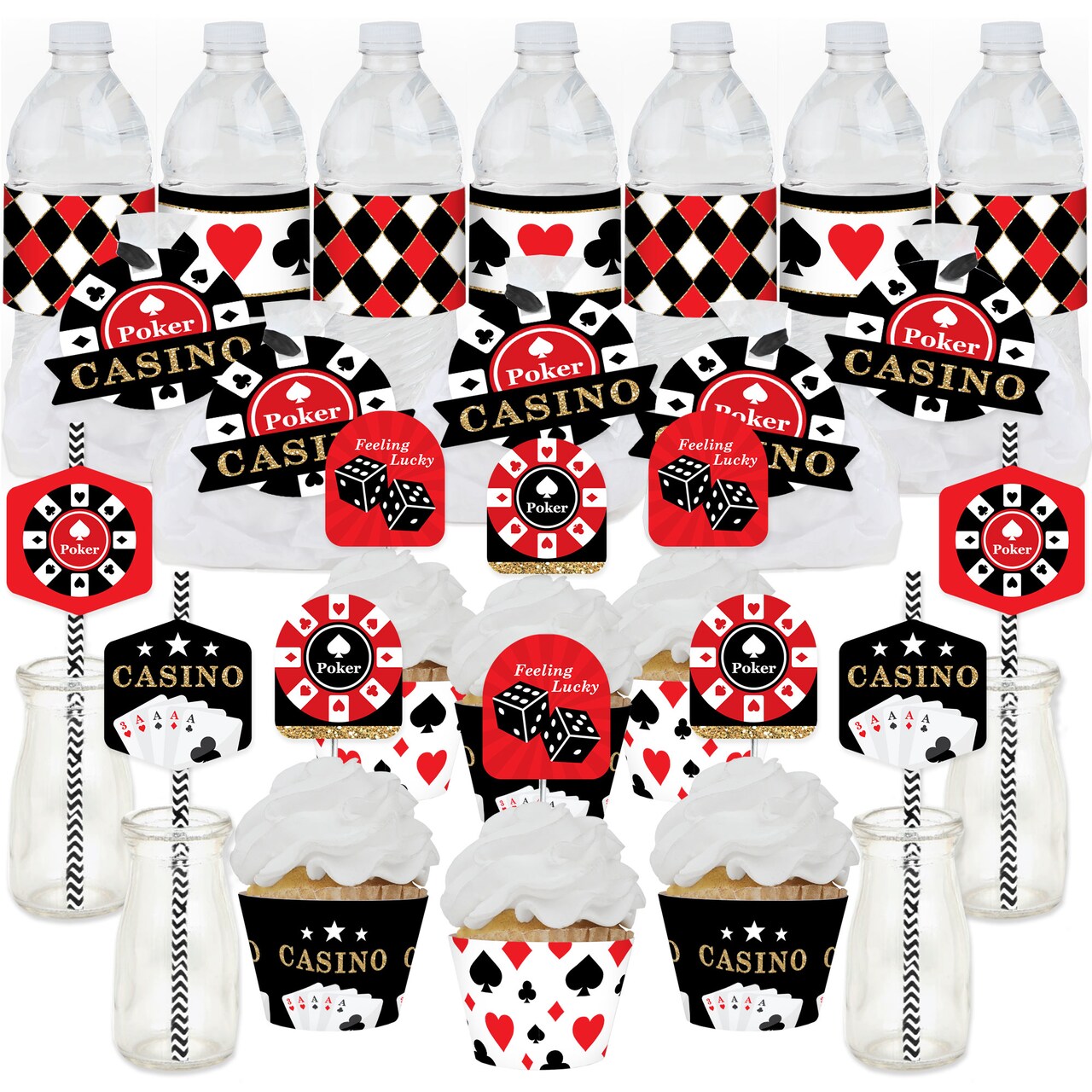 Big Dot of Happiness Las Vegas - Casino Party Favors and Cupcake Kit - Fabulous Favor Party Pack - 100 Pieces